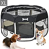 MC Star Portátil Parque Corral Oxford Cachorro Animales para Perros, Gatos, Conejos y Pequeño Animales, 125 x 125 x 64 cm (Negro)